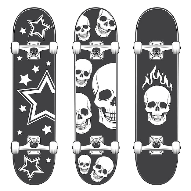 Vettore gratuito set di skateboard