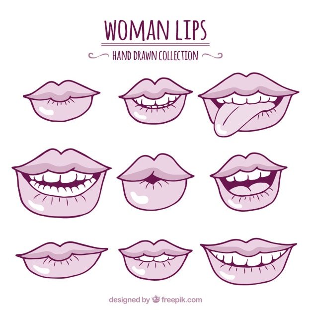 Set of sketches lips