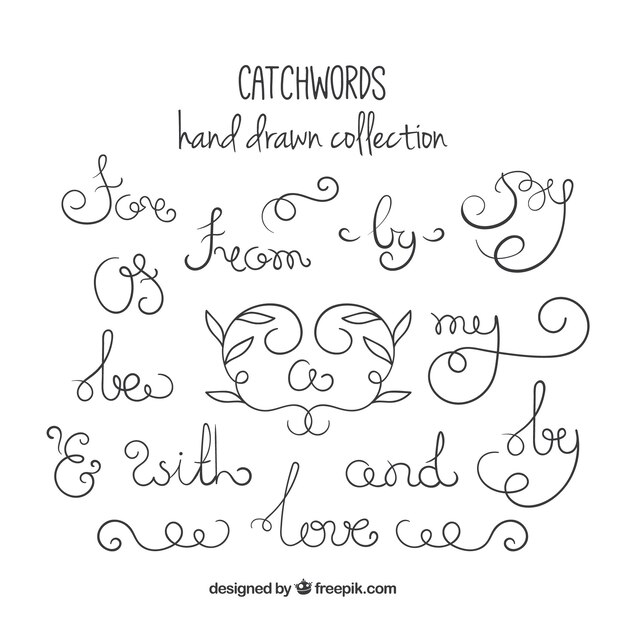 Set of sketches ornamental catchwords