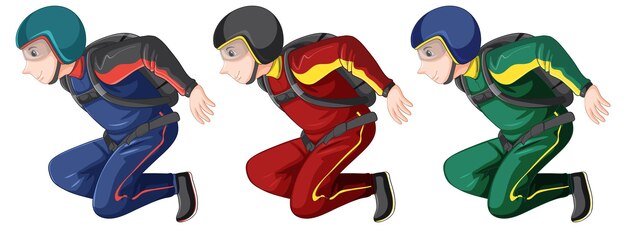 Free vector set of skydiver in jumping position