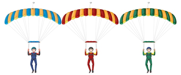 Free vector set of skydiver with parachuting