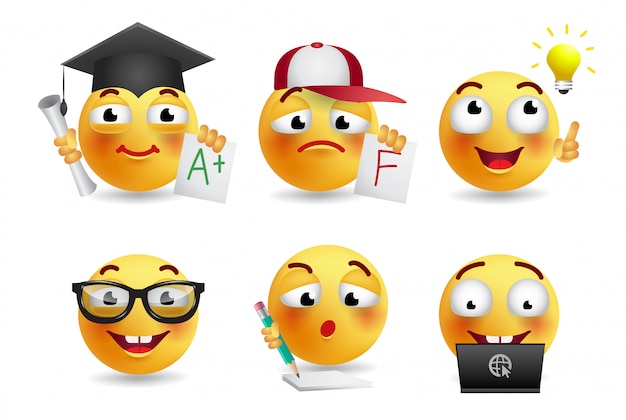 Set of smileys realistic illustration