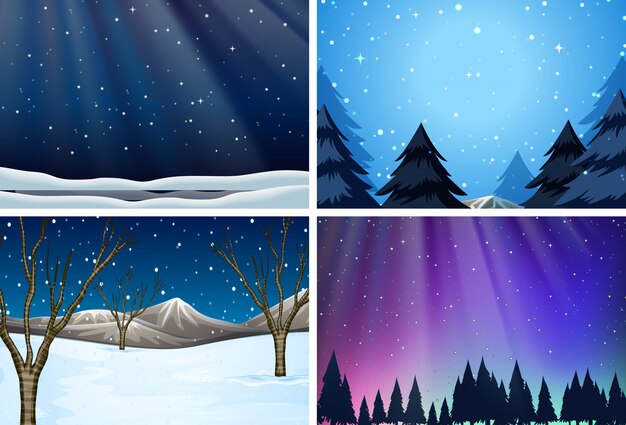 Set of snow backgrounds