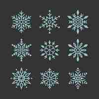 Free vector set of snowflakes christmas design vector