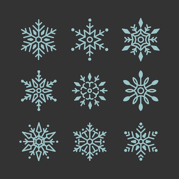 Набор снежинок Рождественский дизайн вектор