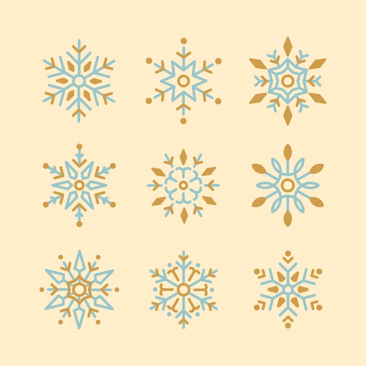 Free Vector set of snowflakes christmas design vector