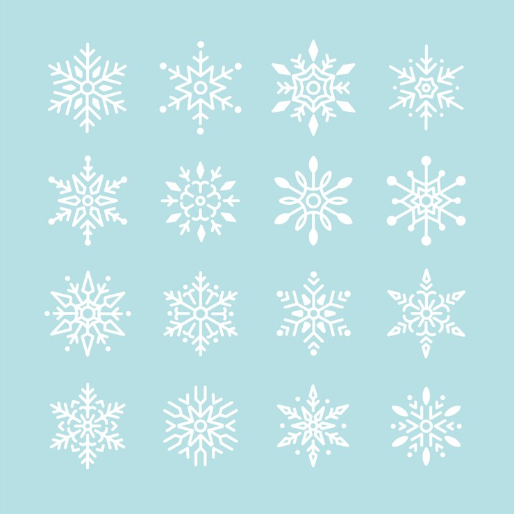 Free Vector set of snowflakes christmas design vector