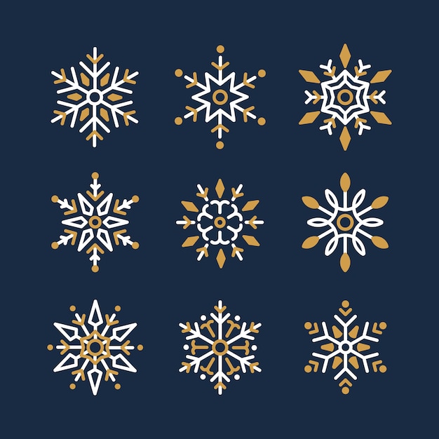 Набор снежинок рождественский дизайн вектор
