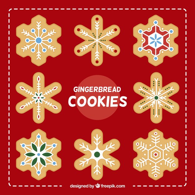 Set of snowflakes cookies in flat design