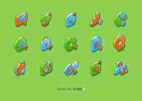 Free vector set of social media isometric icons smm 3d symbols