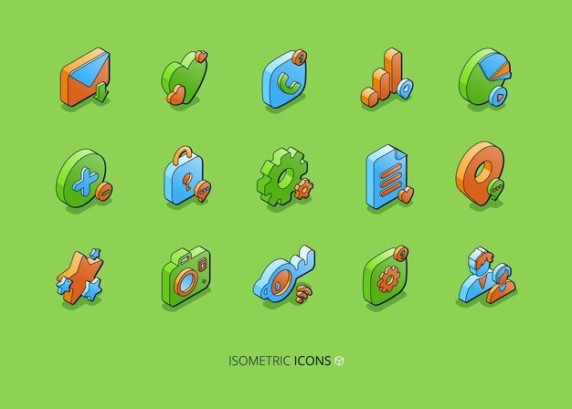 Set of social media isometric icons smm 3d symbols