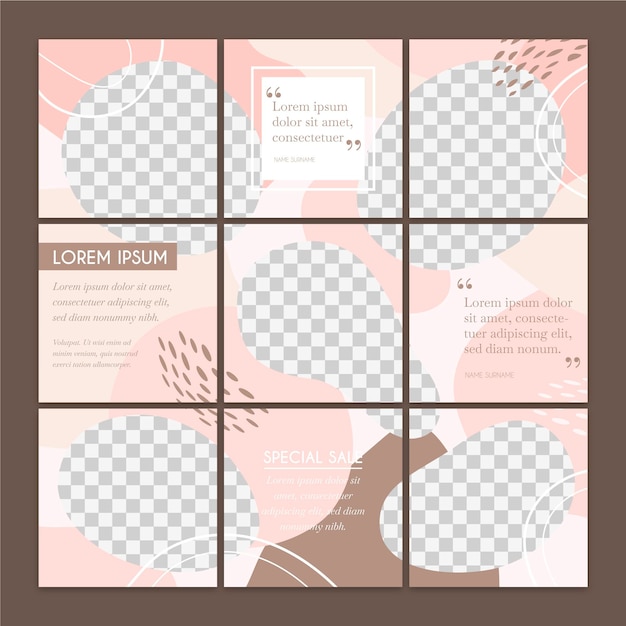 Free vector set of social media puzzle feed posts