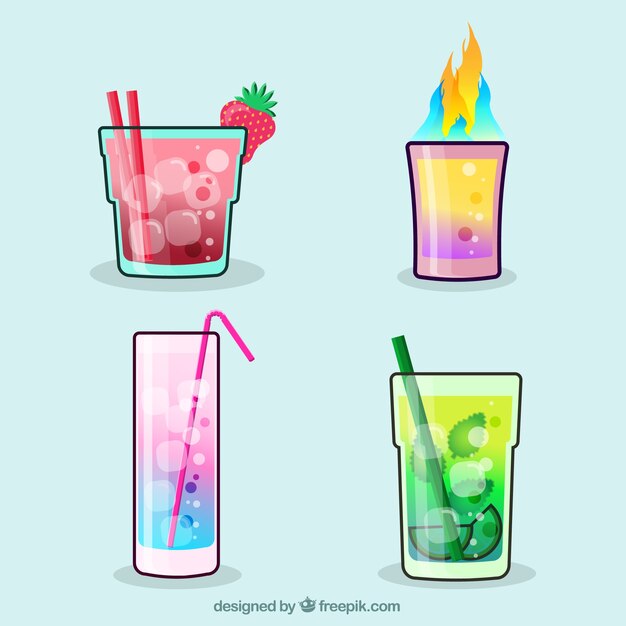 Set of sophisticated cocktails