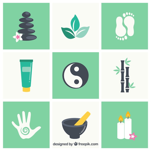 Free vector set of spa center elements with aromatic products