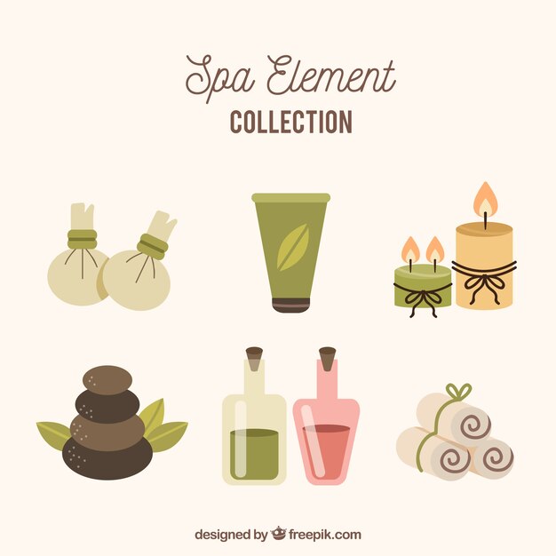 Set of spa elements in flat style