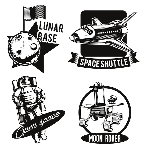 Set of space emblems