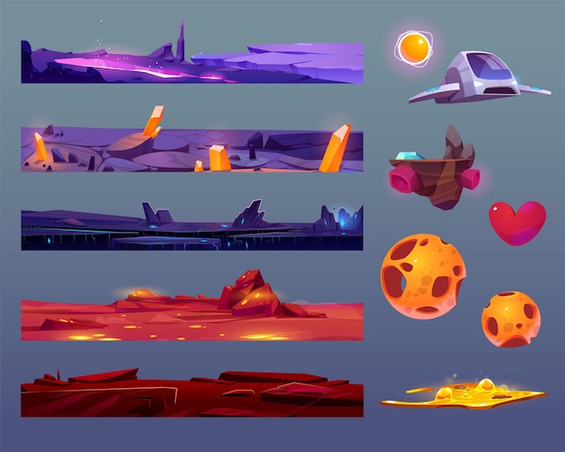 Free vector set of space game ground layers and assets