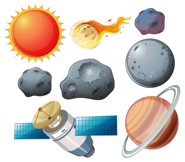 Free vector set of space planets on white background