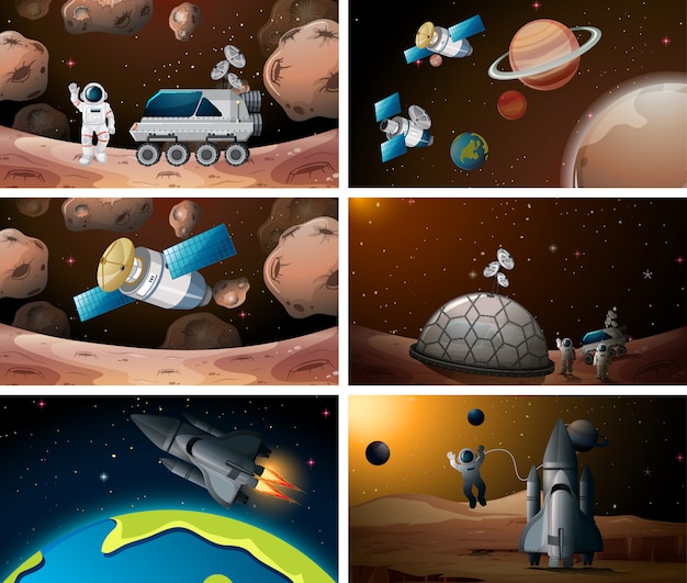 Set of space scene