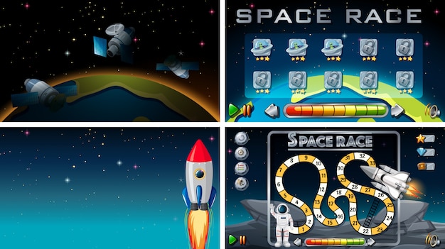 Free vector set of space scenes