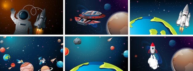 Free vector set of space scenes