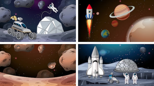 Set of space scenes