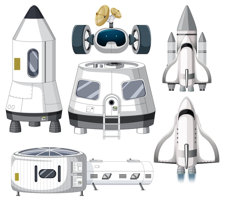 無料Vector 宇宙船オブジェクトのセット