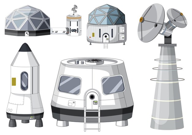 Набор космических кораблей и спутниковых объектов