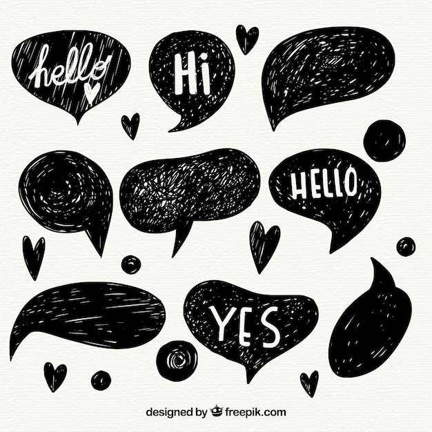 Free vector set of speech bubble sketches with messages