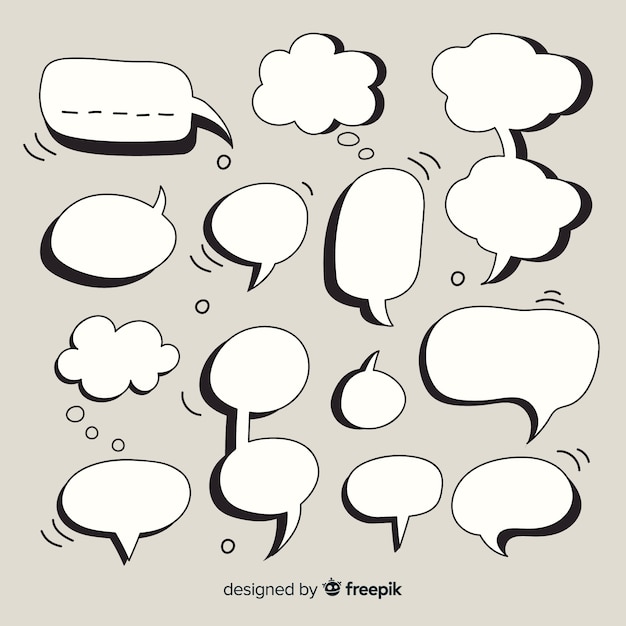 Set of speech bubbles comic collection on grey background