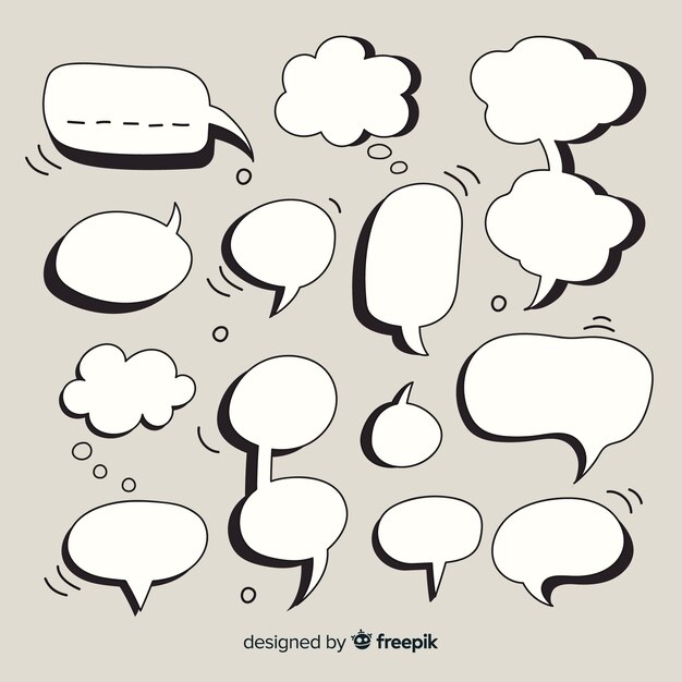 Set of speech bubbles comic collection on grey background