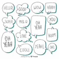 Free vector set of speech bubbles with different expressions