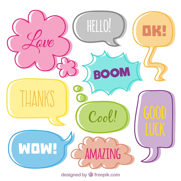 Free vector set of speech bubbles with messages