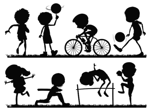 Free Vector set of sport athlete silhouette character