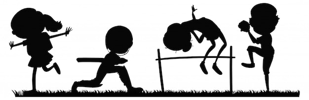 Free Vector set of sport athletes silhouette