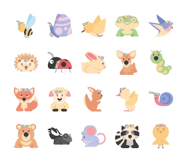 Set of spring animals