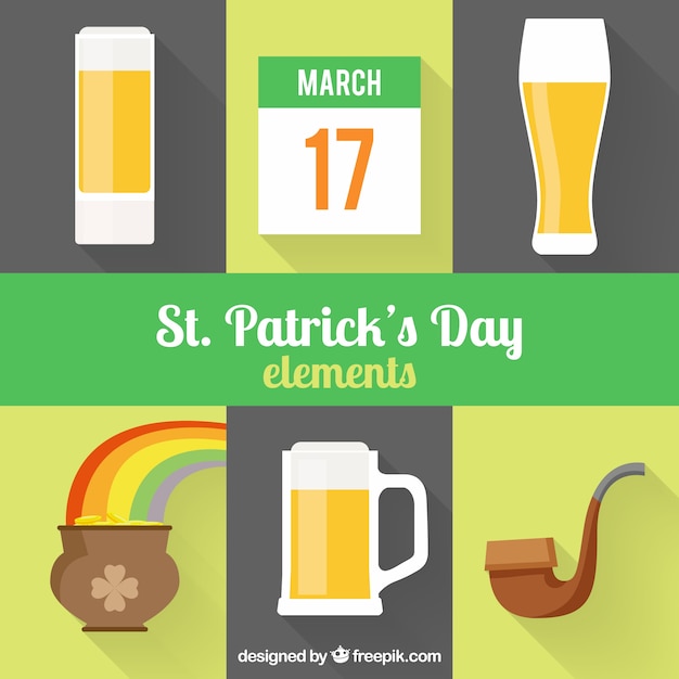 Set of st. patrick's day flat elements