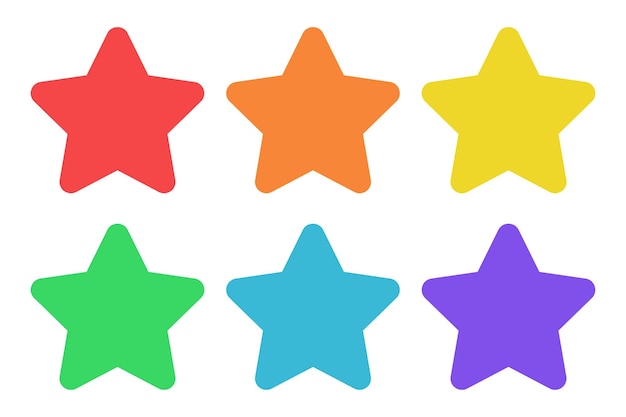 Free vector set of stars multiple colours shadows