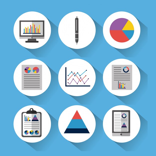 Set of statistic data tools finance diagram and graphic chart business