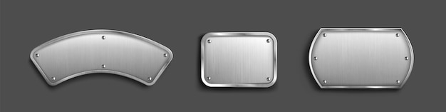 Free vector set of steel tags with blank metal surface