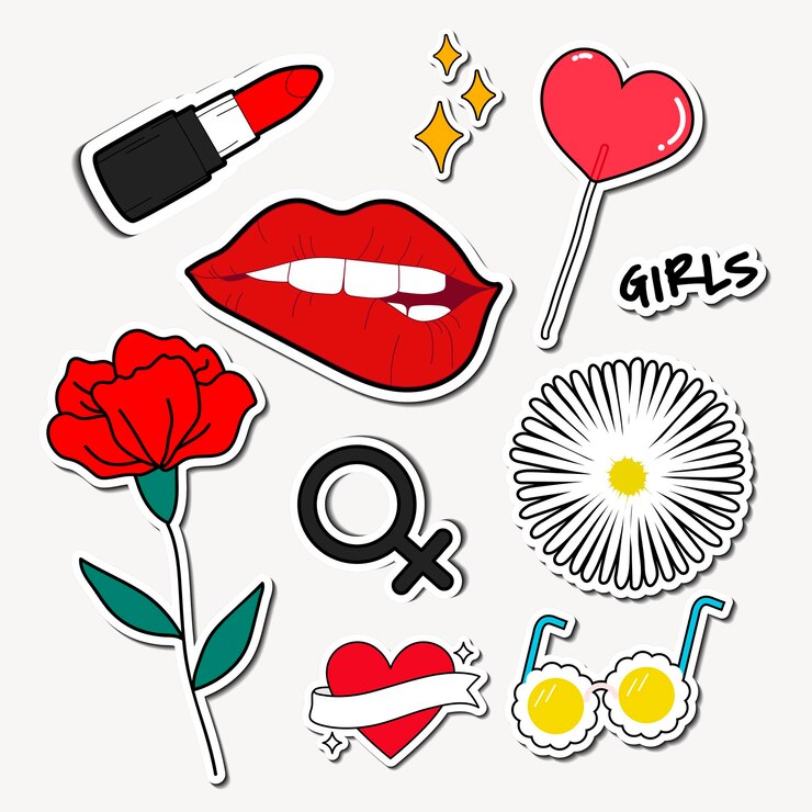 Free Vector set of sticker doodle