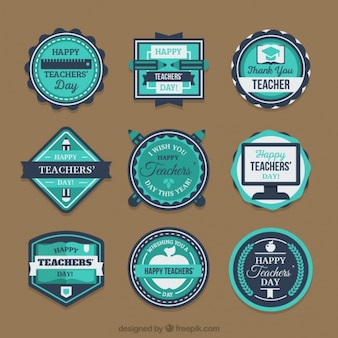 Set of stickers in blue tones for the teacher's day