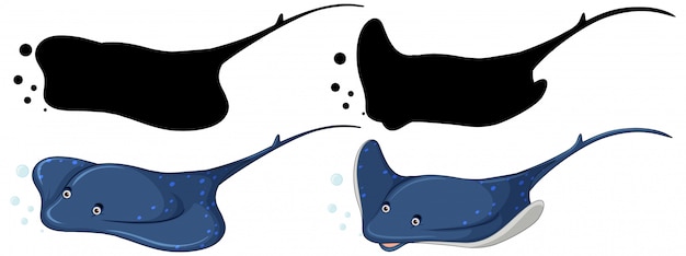 set of stingray and its silhouette