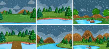 Free vector set of storm outdoor scene