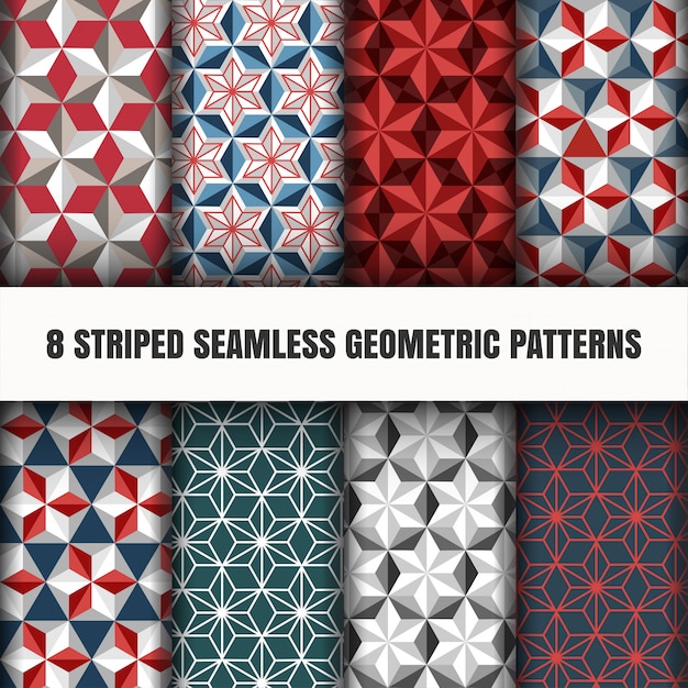 Set of striped seamless geometric patterns