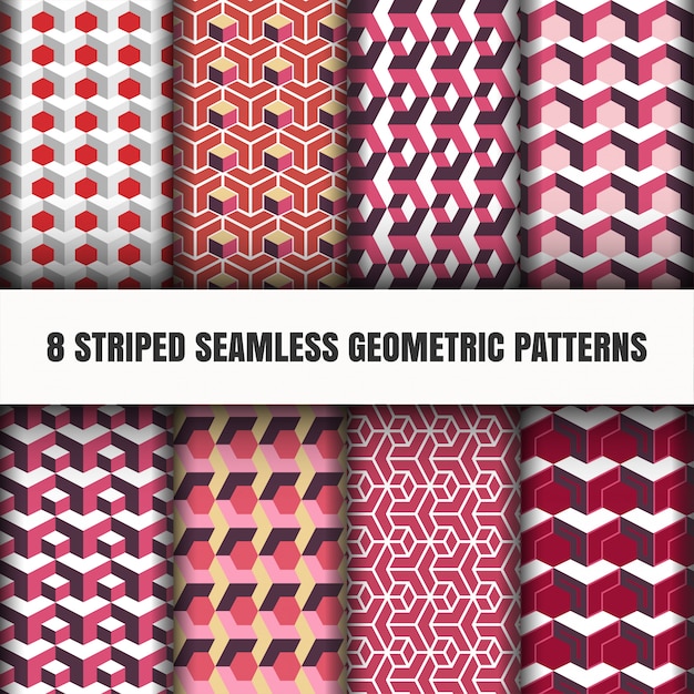 Set of striped seamless geometric patterns