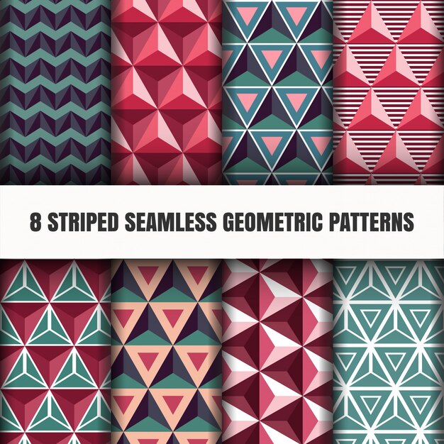 Set of striped seamless geometric patterns