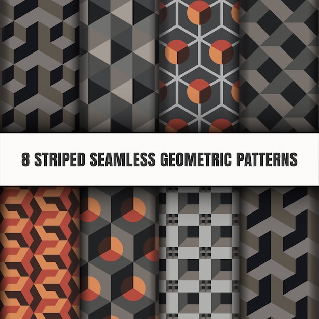 Set of striped seamless geometric patterns