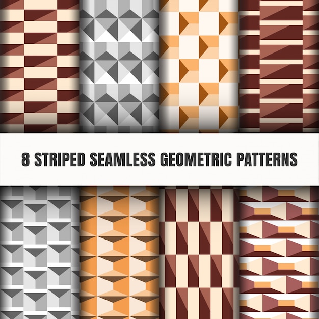 Set of striped seamless geometric patterns