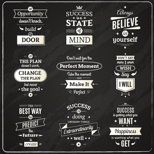 Free vector set of success motivational and philosophical quotes chalkboard